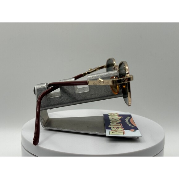 Vintage Eyeglasses NOS Small Red Rectangle Metal Blue Mirror POLARIZED Lens 00s - Picture 4 of 10